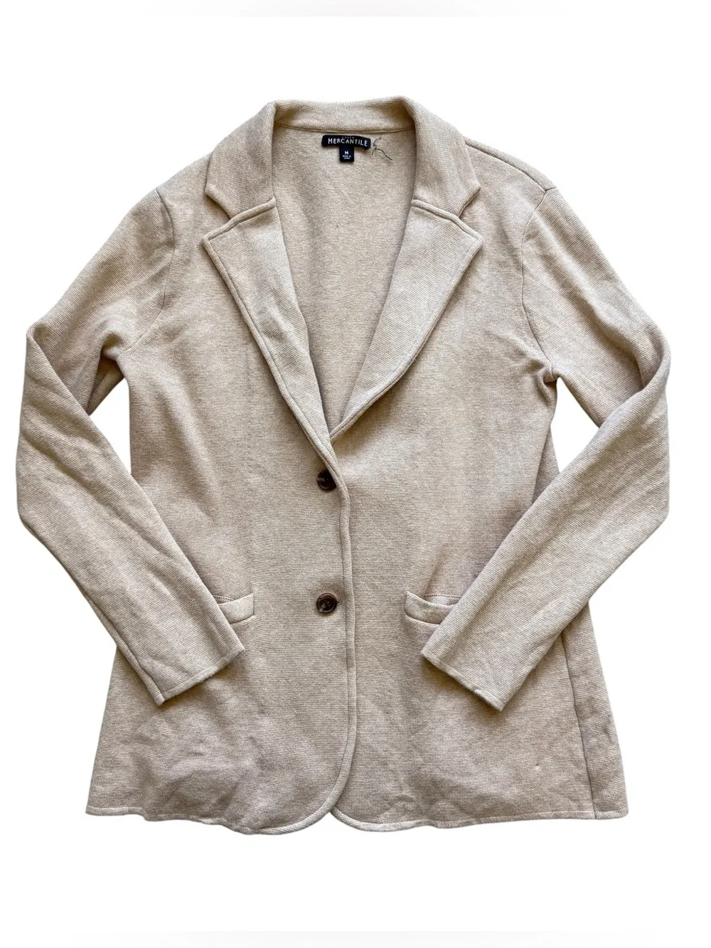 J.Crew Mercantile Women’s Cotton Knit Blazer Oatmeal Beige M Quiet Luxury Office
